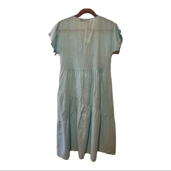 Zanzea Loose Long Dress Womens V-neck Short Sleeve Solid Casual Maxi Dresses. - Picture 6 of 9